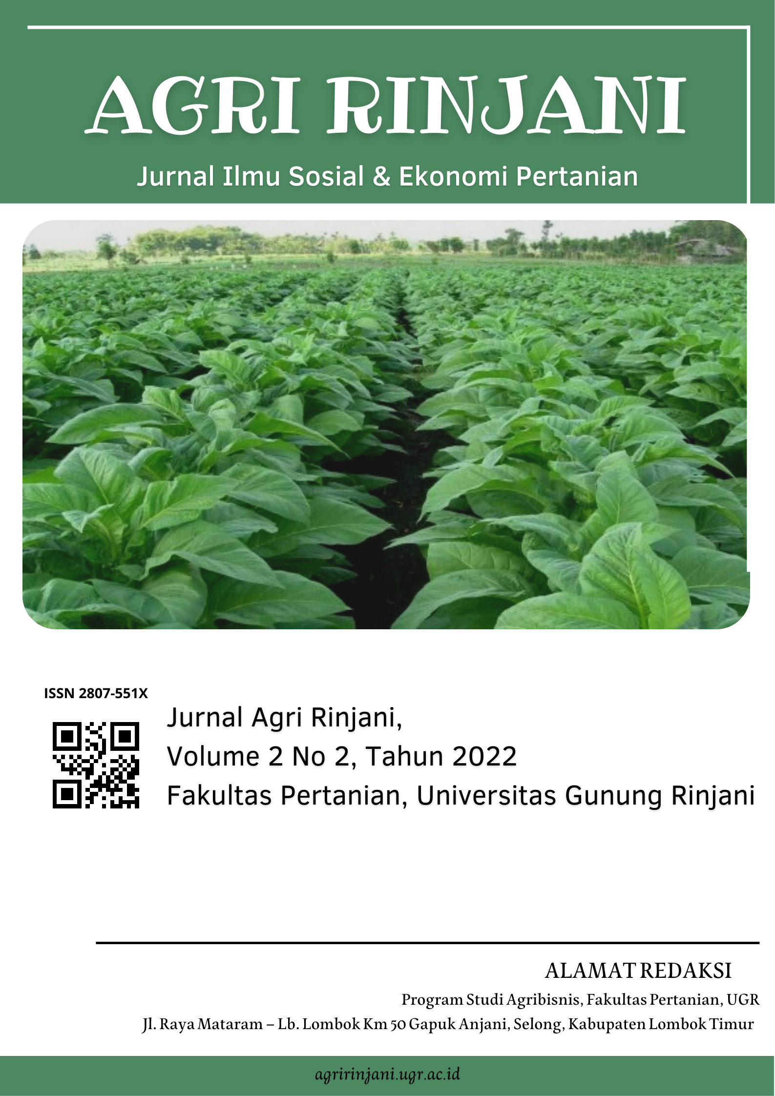					View Vol. 2 No. 2 (2022): Pengembangan Sektor Pertanian Di Pulau Lombok
				